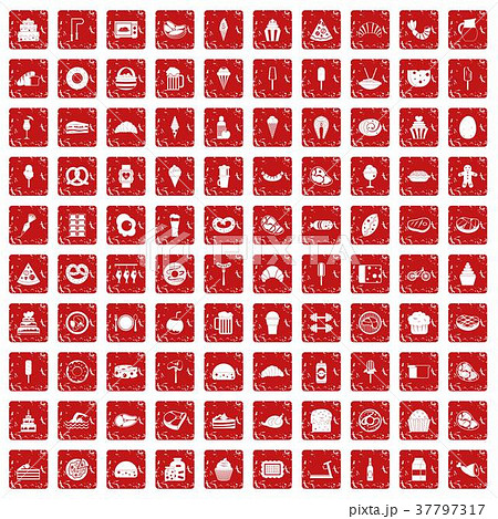 100 calories icons set grunge red 100 calories icons set grunge red 37797317