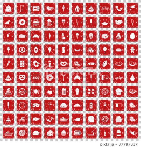 100 calories icons set grunge red 100 calories icons set grunge red 37797317