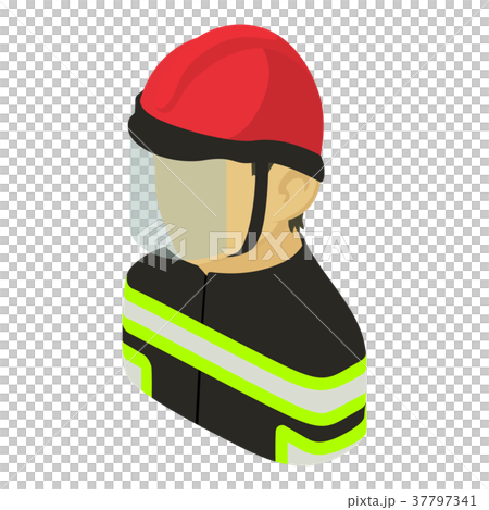 Firefighter man asian icon, isometric 3d style 37797341