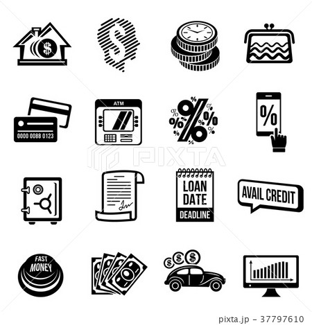Loan credit icons set, simple style 37797610