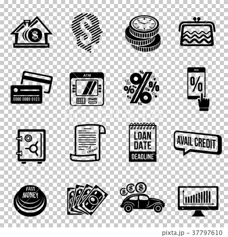Loan credit icons set, simple style 37797610