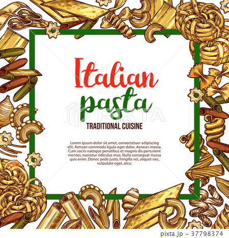 Vector pasta sketch poster for Italian cuisine 37798374
