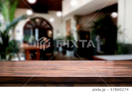 Empty wooden table and room interior decoration background, prod 37800274