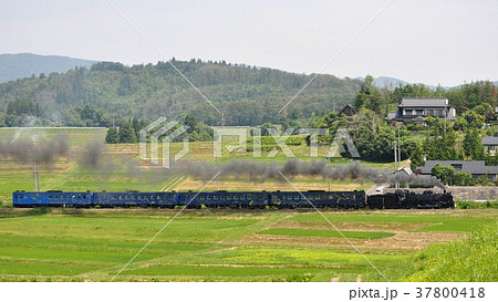 田舎の風景とSL銀河 37800418