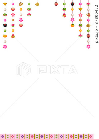ひな祭りのフレーム 吊るし飾り 縦のイラスト素材