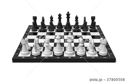 3d rendering of a chess board with a full set of 37800508