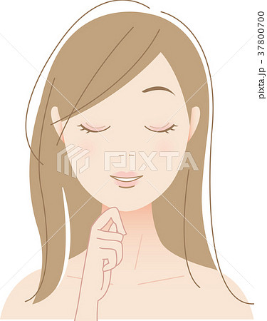 女性 目を閉じる ロングヘア イラストのイラスト素材