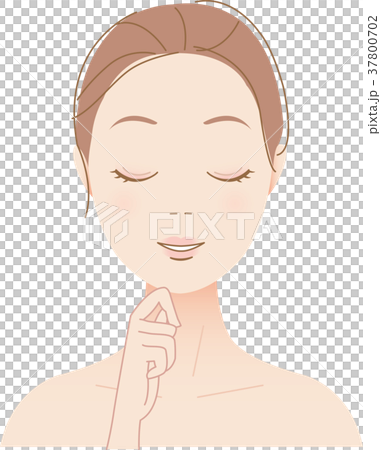 女性 あごに手 髪アップ イラストのイラスト素材