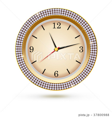Watch with diamonds on white background. Icon of 37800988