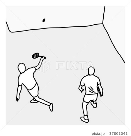 top view man serving the ball in the squash court 37801041