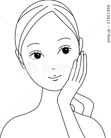 女性 笑顔 くびをかしげる イラストのイラスト素材