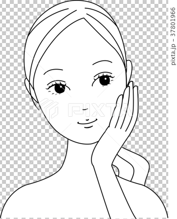 女性　笑顔　くびをかしげる　イラスト 37801966