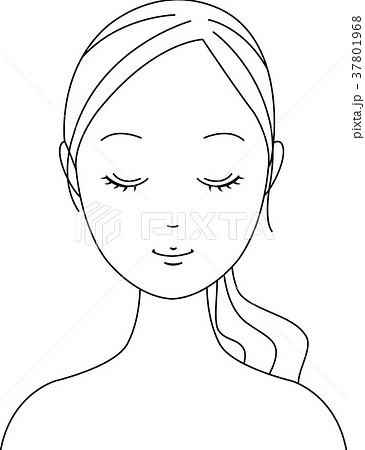 女性 笑顔 目を閉じる イラストのイラスト素材