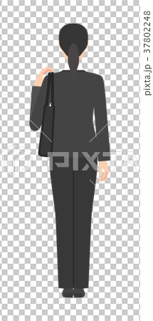 バッグを持ったスーツ姿の女性　背面 37802248