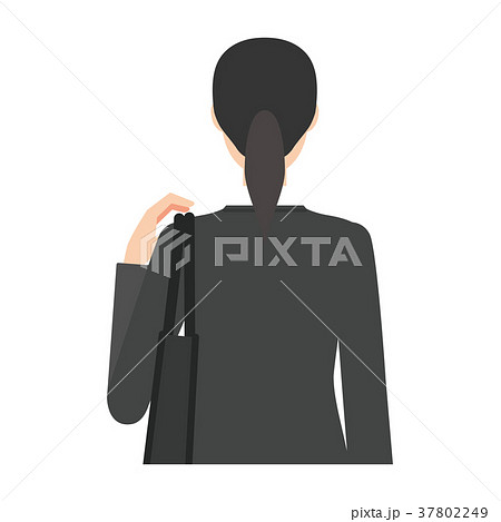 バッグを持ったスーツ姿の女性　背面　上半身 37802249