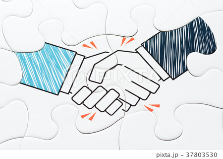 握手するイラストが描かれたジグソーパズル 握手するイラストが描かれたジグソーパズル 37803530