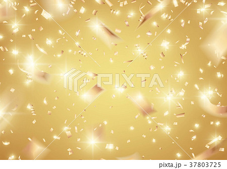 キラキラ舞い落ちる金色の紙吹雪のイラスト素材