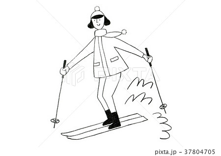 スキーをする女性のイラスト素材