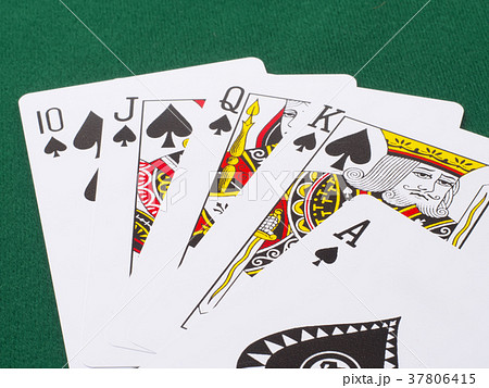 トランプ ポーカー ロイヤルストレートフラッシュ の写真素材
