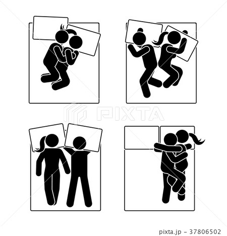 Stick figure different sleeping position set 37806502