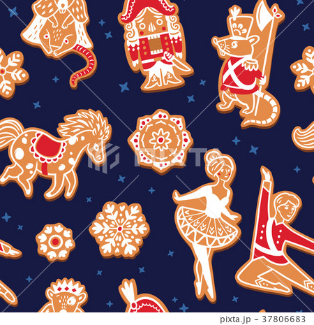 Christmas gingerbread seamless pattern with with 37806683
