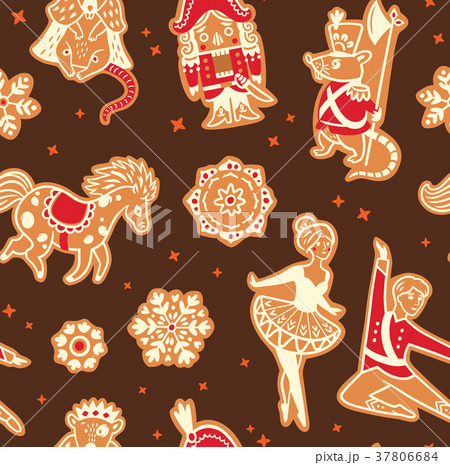 Christmas gingerbread seamless pattern with with 37806684