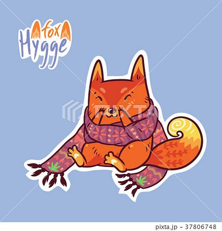 Cute baby fox in scarf. Cute decorative patch in Cute baby fox in scarf. Cute decorative patch in 37806748