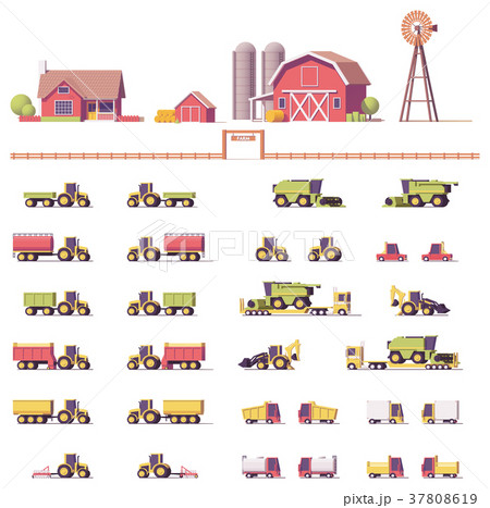 Vector low poly agricultural machinery 37808619