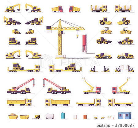 Vector Low Poly Construction Machineryのイラスト素材