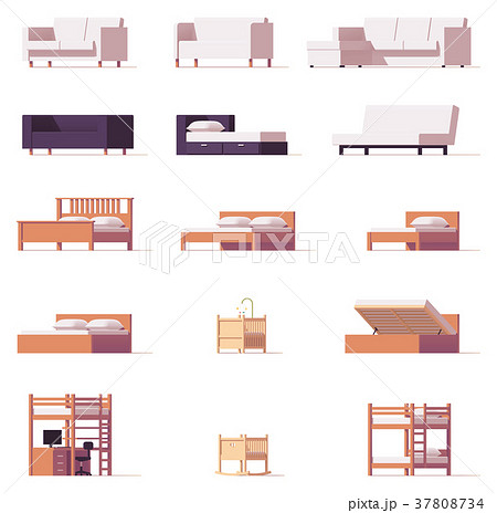 Vector beds and sofas set 37808734