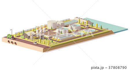Vector low poly wastewater treatment plant Vector low poly wastewater treatment plant 37808790