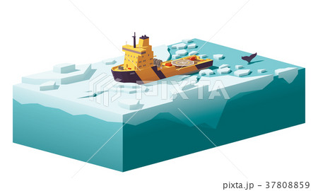 Vector low poly icebreaker breaking the ice 37808859