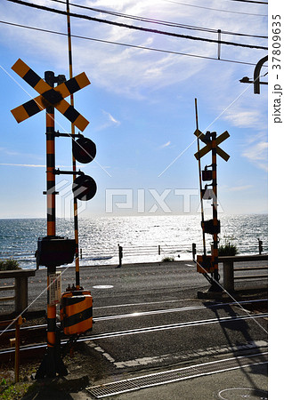 江ノ島電鉄踏切の写真素材