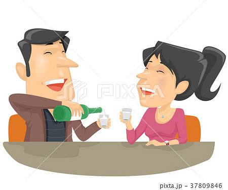 Couple Drink Soju Alcohol Couple Drink Soju Alcohol 37809846