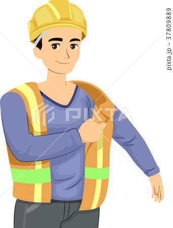 Teen Guy Construction Uniform Illustration 37809889