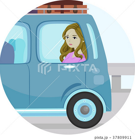 Teen Girl Sad Moving Houses Illustration 37809911