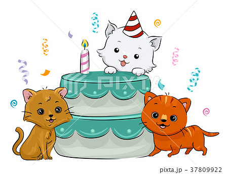 Cats Birthday Cake Confettiのイラスト素材