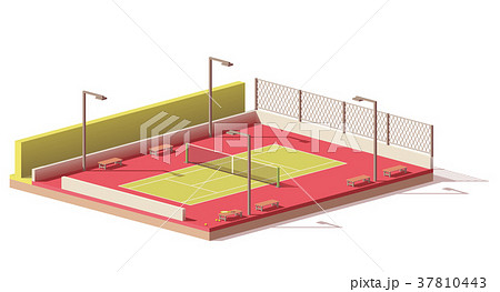 Vector low poly tennis court Vector low poly tennis court 37810443
