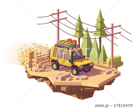 Vector low poly off-road 4x4 SUV car 37810459