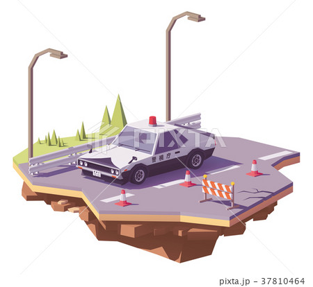 Vector low poly classic Japanese police car 37810464