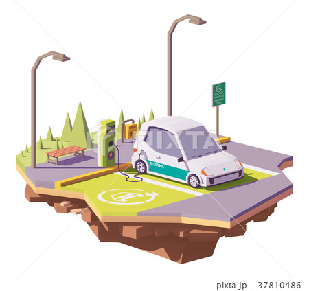 Vector low poly electric car 37810486