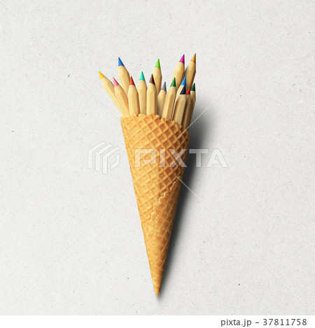 Colored pencils in a waffle Cup Colored pencils in a waffle Cup 37811758