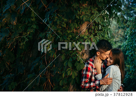 Beautiful happy couple in love. They are gently 37812928