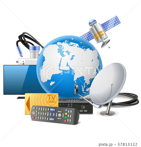 Vector Globe with Satellite Equipment 37813122