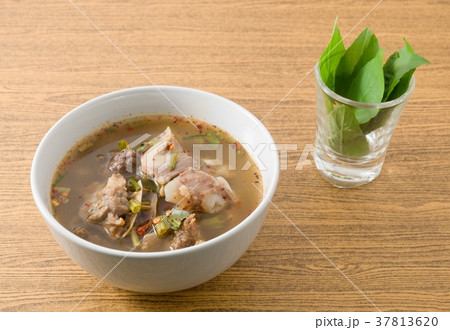 Thai Spicy Beef Entrails Soup with Sweet Basil 37813620