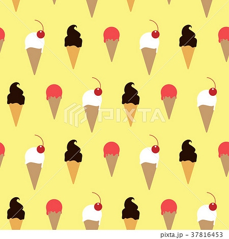 Ice cream in wafer with topping yellow pattern Ice cream in wafer with topping yellow pattern 37816453