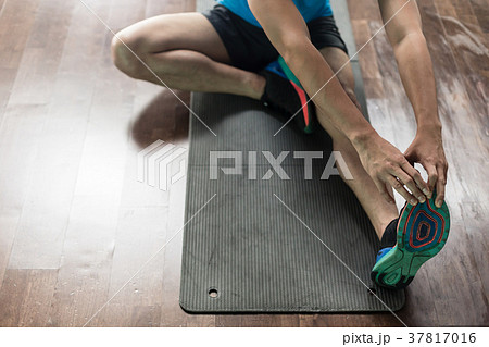 High-angle view of the hands of a man touching his High-angle view of the hands of a man touching his 37817016