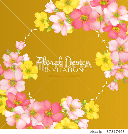 Wedding invitation with wild rose flowers 37817463