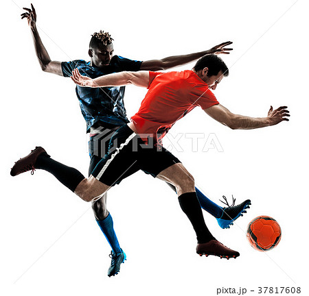 soccer players men isolated silhouette white 37817608