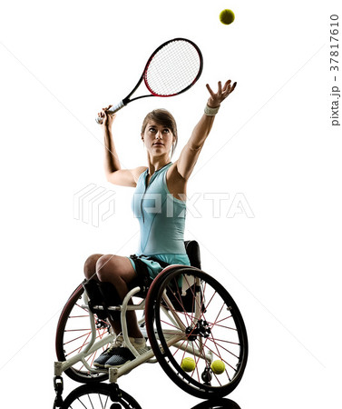 young handicapped tennis player woman welchair 37817610